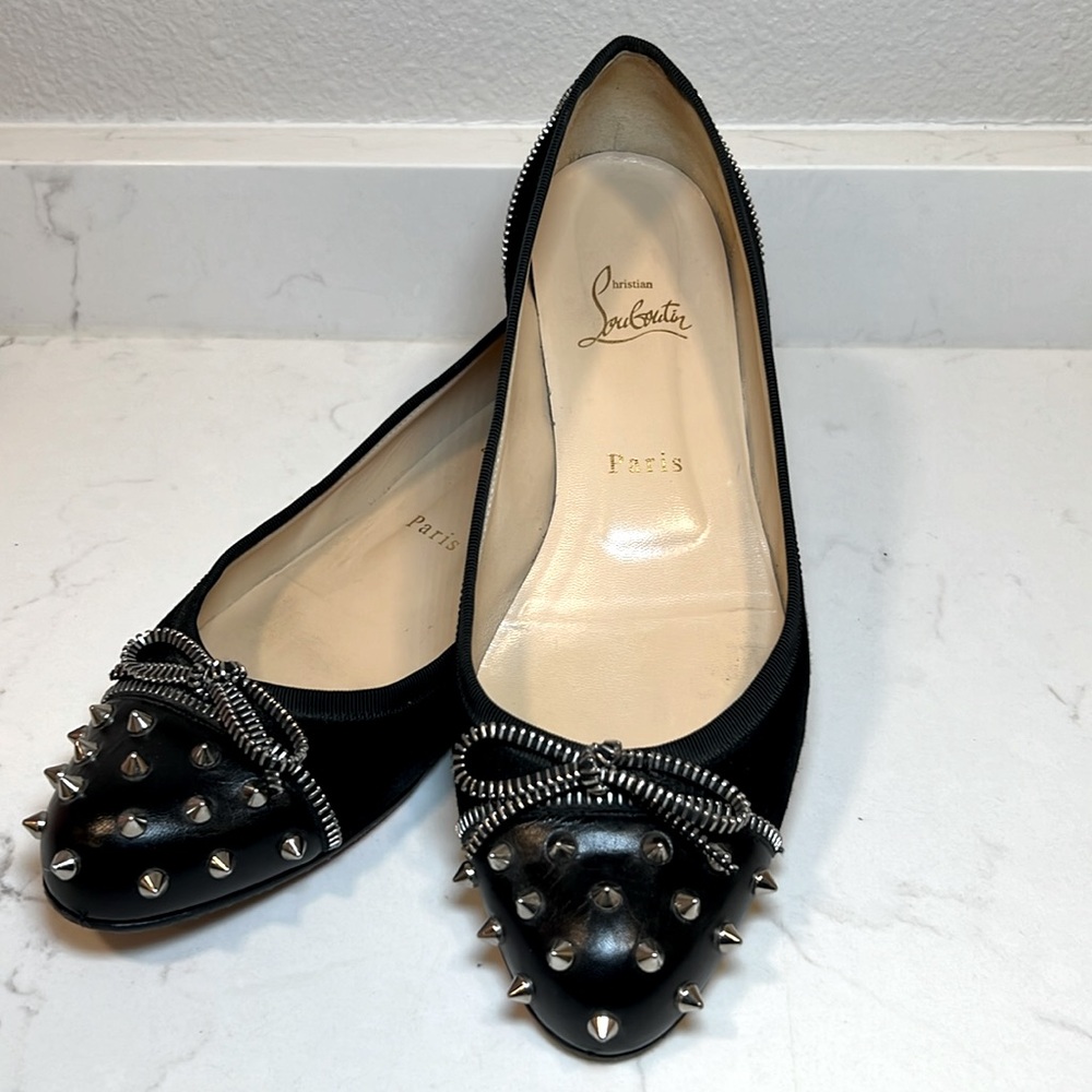 Christian Louboutin Ballet Flats with Zipper and Spike Details Women’s Size 39.5
